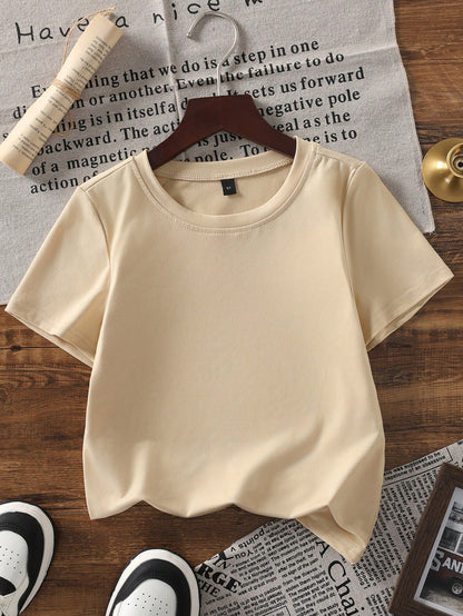 1pc Baby Boys MOTHER&SON Themed Handprint Heart Print Short Sleeve T-Shirt, Soft, Breathable, Casual, Versatile Children's Top