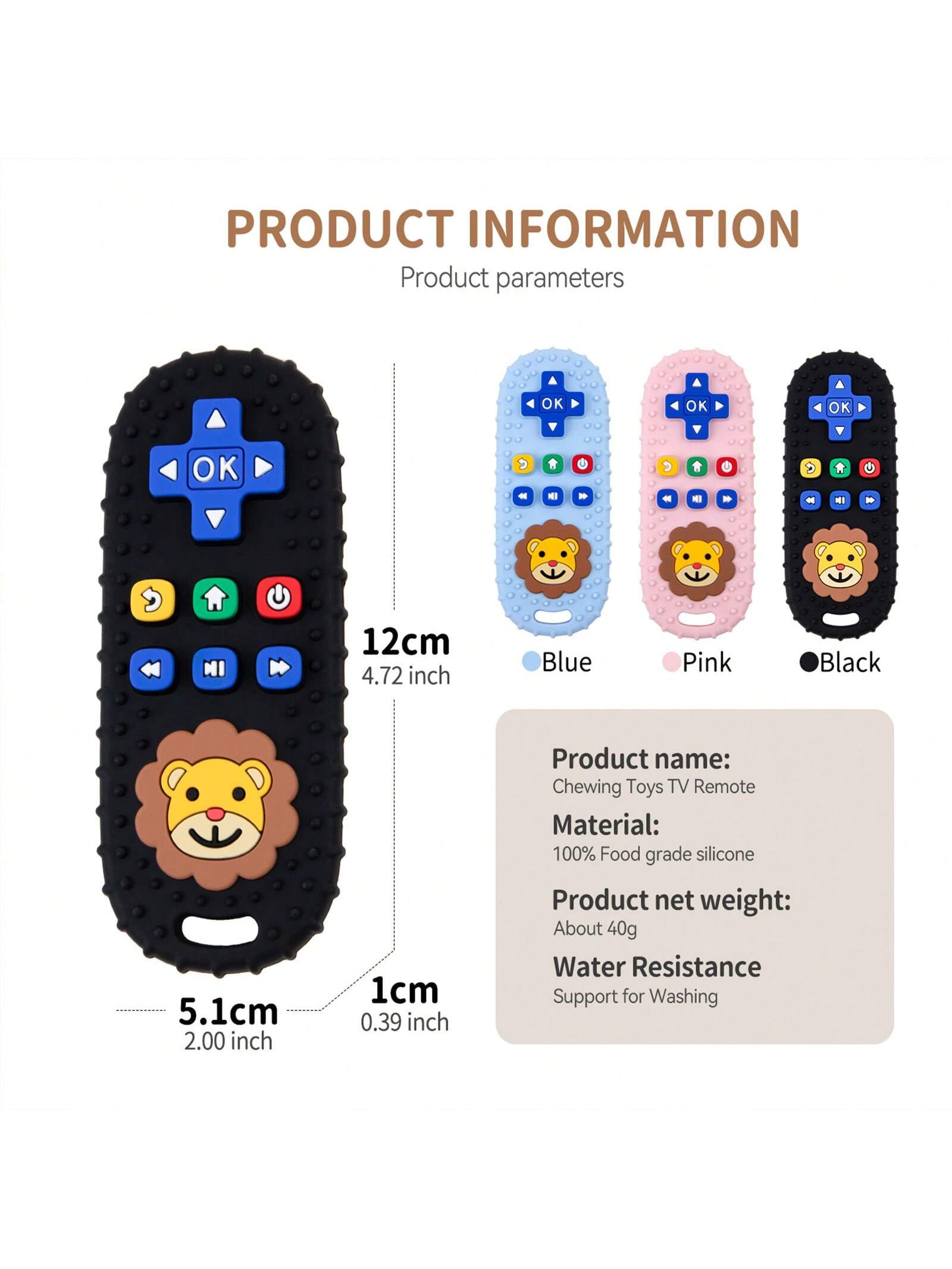 1pc Baby Teether Toy, Lion Shape Remote Control Teether, Teething Stick For 3-24 Months Infants, Grip Exercise, Animal Themed, Great Gift For Baby, Thanksgiving & Christmas