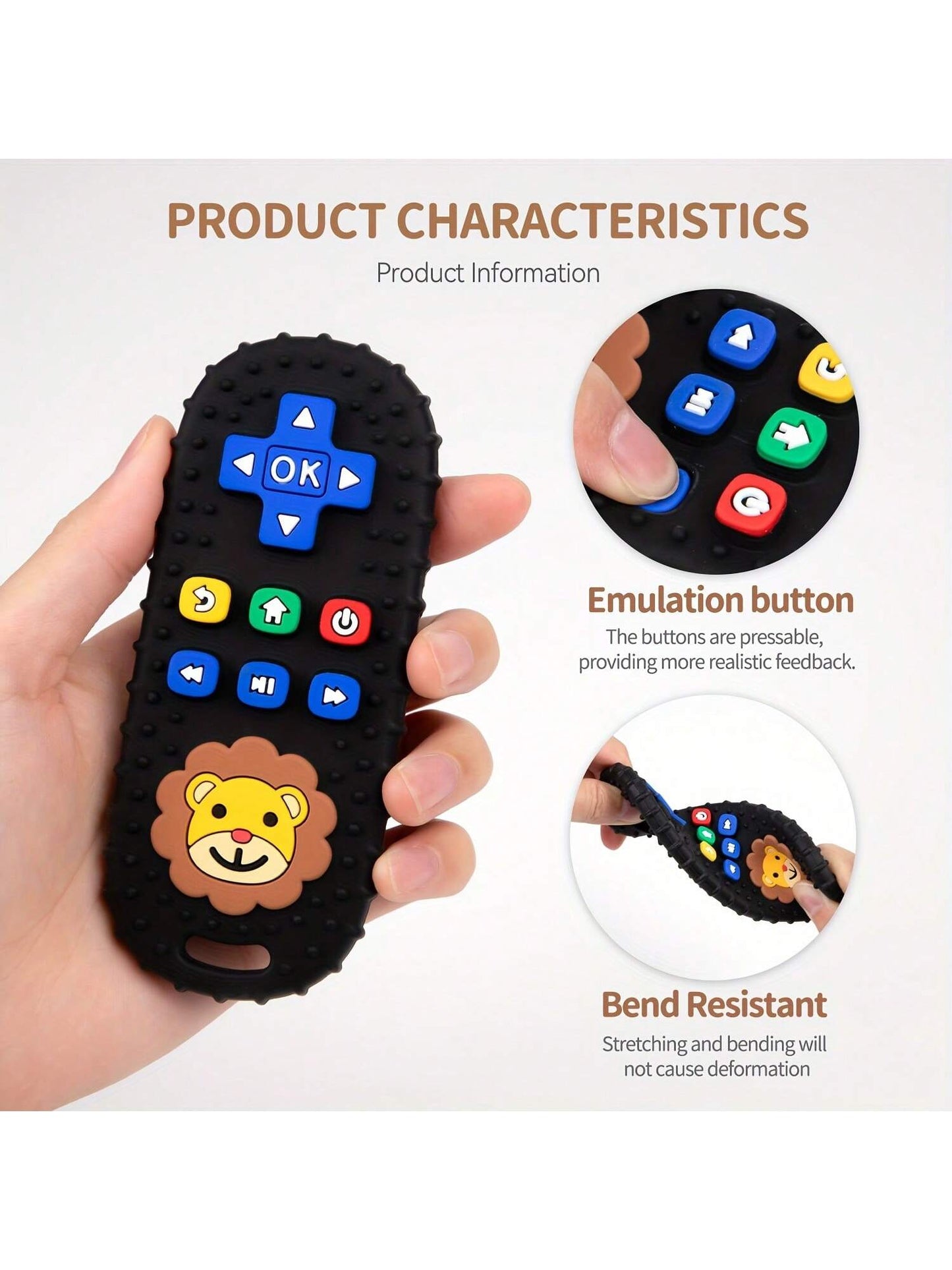1pc Baby Teether Toy, Lion Shape Remote Control Teether, Teething Stick For 3-24 Months Infants, Grip Exercise, Animal Themed, Great Gift For Baby, Thanksgiving & Christmas