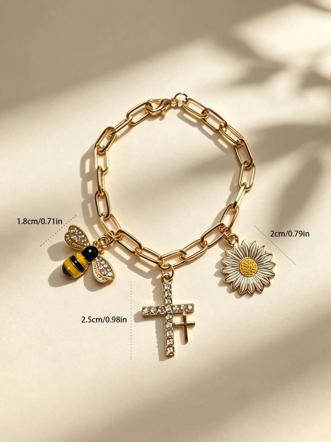 1pc Bee Ladybug Daisy Cross Car Steering Wheel Decoration, Car Hanging Ornament