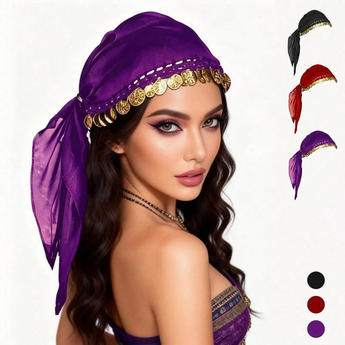 1pc Belly Dance Accessory Coin Headband, Dance Performance Headpiece, Hat (Random Color Packaging And Product Delivery)