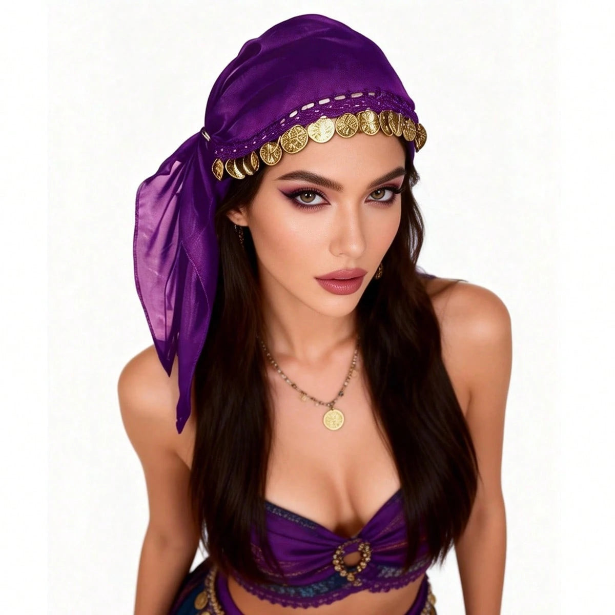 1pc Belly Dance Accessory Coin Headband, Dance Performance Headpiece, Hat (Random Color Packaging And Product Delivery)