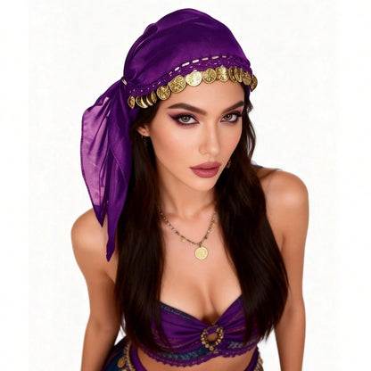 1pc Belly Dance Accessory Coin Headband, Dance Performance Headpiece, Hat (Random Color Packaging And Product Delivery)