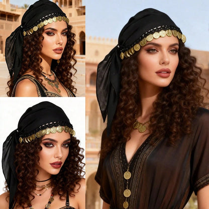 1pc Belly Dance Accessory Coin Headband, Dance Performance Headpiece, Hat (Random Color Packaging And Product Delivery)