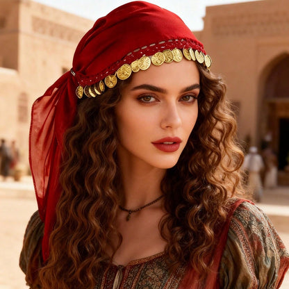 1pc Belly Dance Accessory Coin Headband, Dance Performance Headpiece, Hat (Random Color Packaging And Product Delivery)