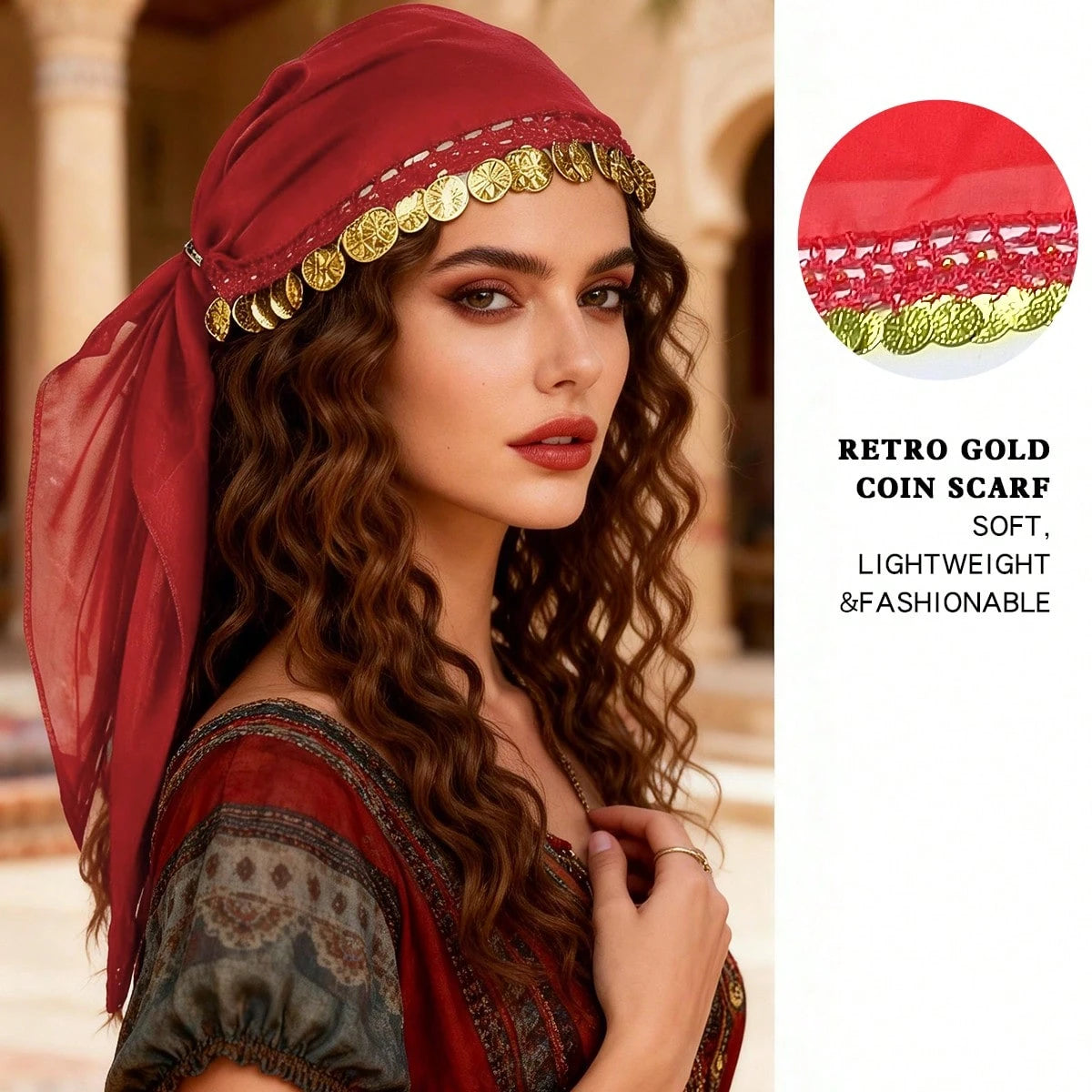 1pc Belly Dance Accessory Coin Headband, Dance Performance Headpiece, Hat (Random Color Packaging And Product Delivery)