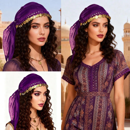 1pc Belly Dance Accessory Coin Headband, Dance Performance Headpiece, Hat (Random Color Packaging And Product Delivery)