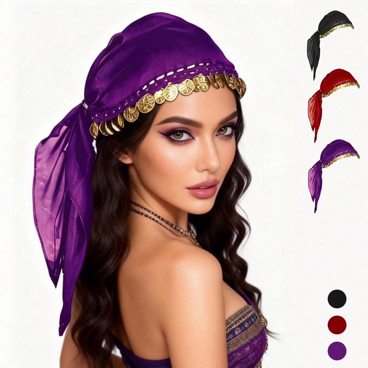 1pc Belly Dance Accessory Coin Headband, Dance Performance Headpiece, Hat (Random Color Packaging And Product Delivery)