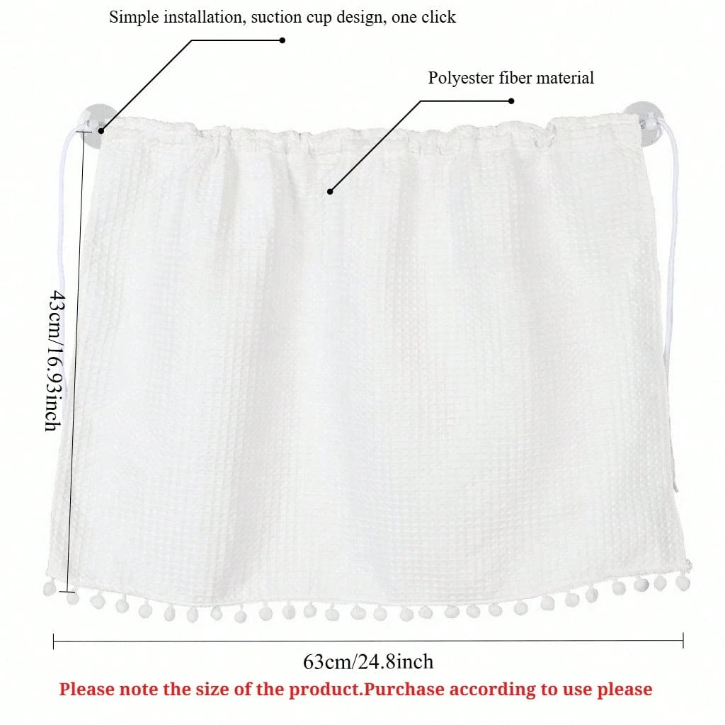 1pc Black And White Bowknot Small Check Waffle Fabric Sunshade Curtain, Car Side Window Sunshade