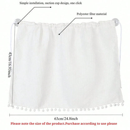 1pc Black And White Bowknot Small Check Waffle Fabric Sunshade Curtain, Car Side Window Sunshade