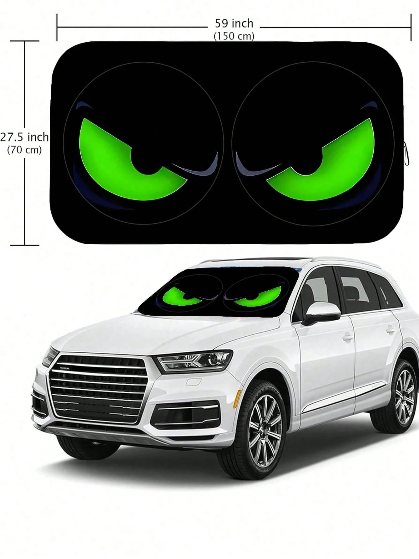 1pc Black Angry Eyes Car Front Windshield Sunshade, Car Interior Accessory, Car Window Sunshade, Car Windshield Sunshade, Car Interior Accessory, Material: Polyester, Suitable For Most Vehicles, Suita
