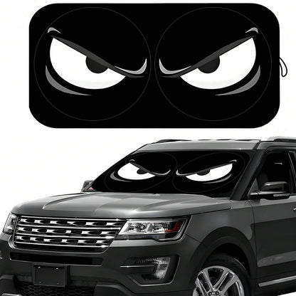 1pc Black Angry Eyes Car Front Windshield Sunshade, Car Interior Accessory, Car Window Sunshade, Car Windshield Sunshade, Car Interior Accessory, Material: Polyester, Suitable For Most Vehicles, Suita