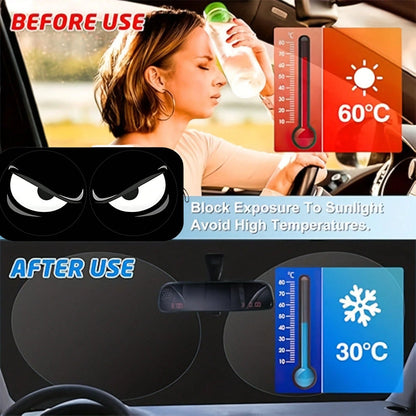 1pc Black Angry Eyes Car Front Windshield Sunshade, Car Interior Accessory, Car Window Sunshade, Car Windshield Sunshade, Car Interior Accessory, Material: Polyester, Suitable For Most Vehicles, Suita