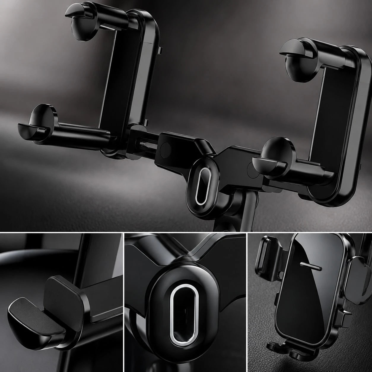 1pc Black Car Phone Holder, Rearview Mirror Mounted Adjustable Stand For Daily Driving Use