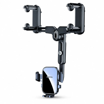 1pc Black Car Phone Holder, Rearview Mirror Mounted Adjustable Stand For Daily Driving Use