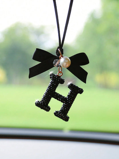 1pc Black Ceramic Letter Car Interior Hanging Decor