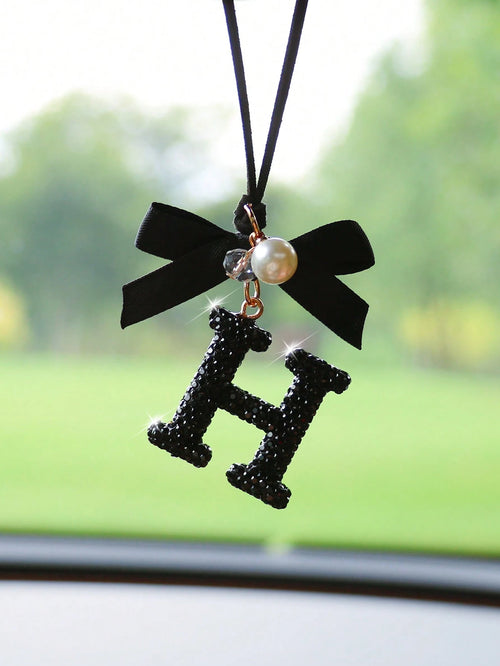 1pc Black Ceramic Letter Car Interior Hanging Decor