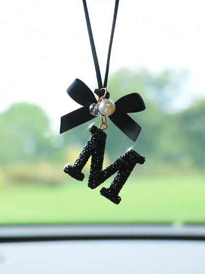 1pc Black Ceramic Letter Car Interior Hanging Decor
