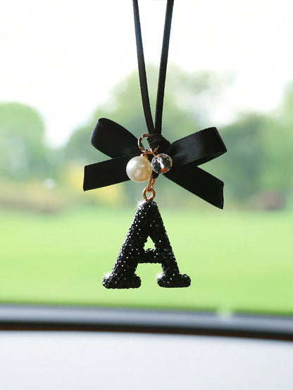 1pc Black Ceramic Letter Car Interior Hanging Decor
