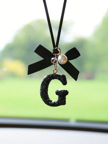 1pc Black Ceramic Letter Car Interior Hanging Decor