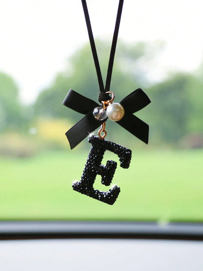1pc Black Ceramic Letter Car Interior Hanging Decor