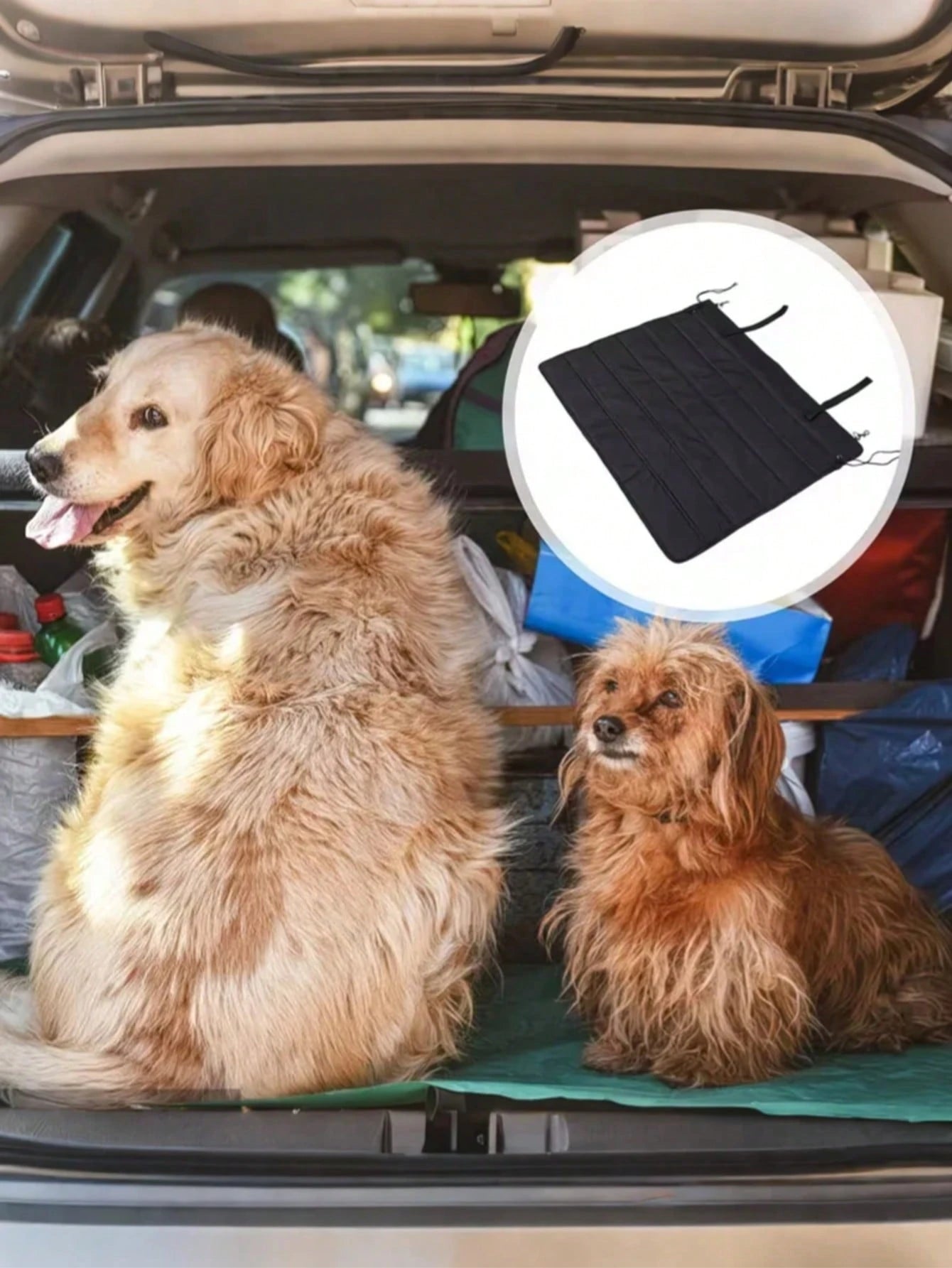 1pc Black/Grey Roll-Up Car Trunk Bumper Protector, Anti-Collision Pet Protection Mat