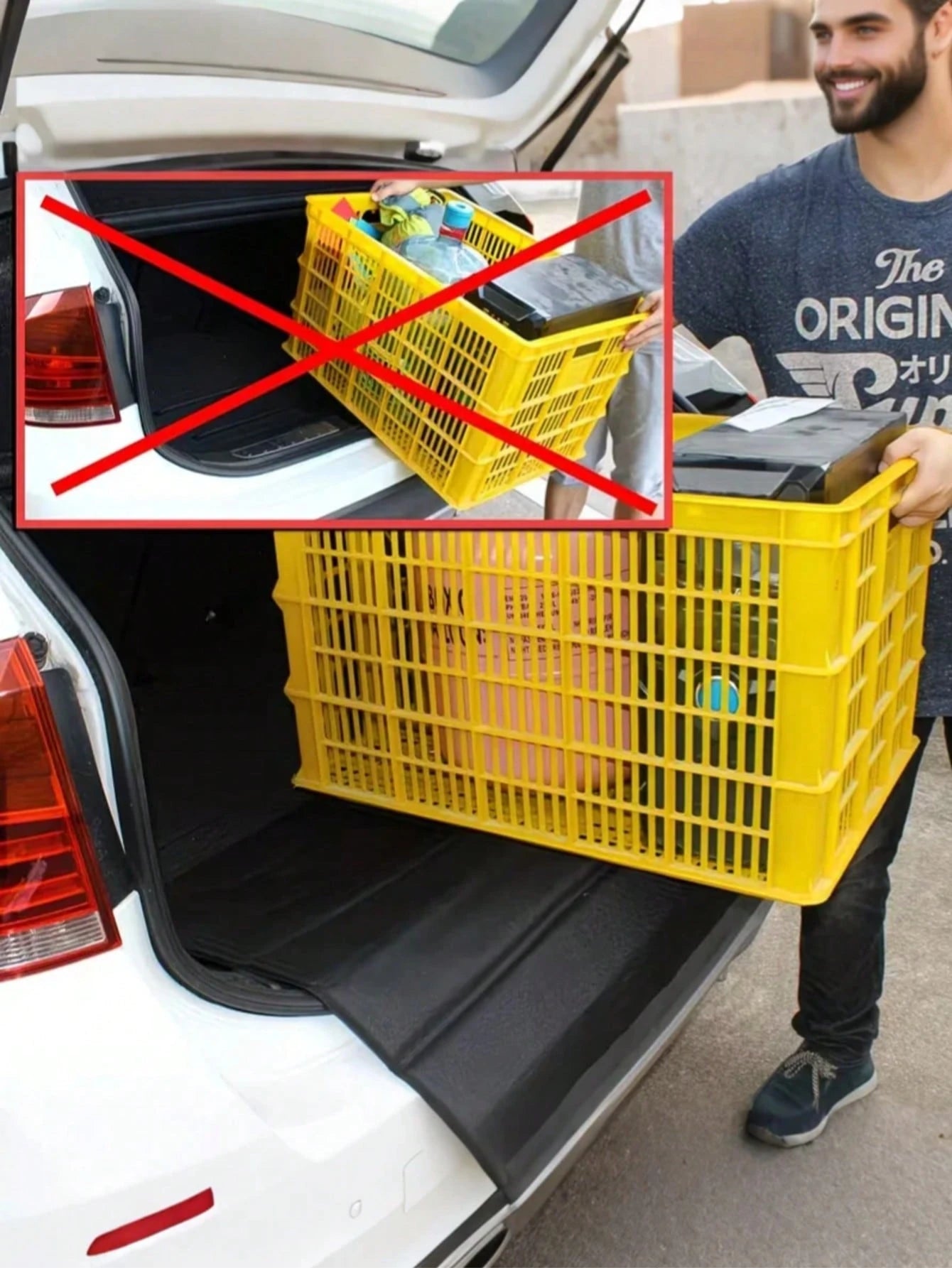 1pc Black/Grey Roll-Up Car Trunk Bumper Protector, Anti-Collision Pet Protection Mat