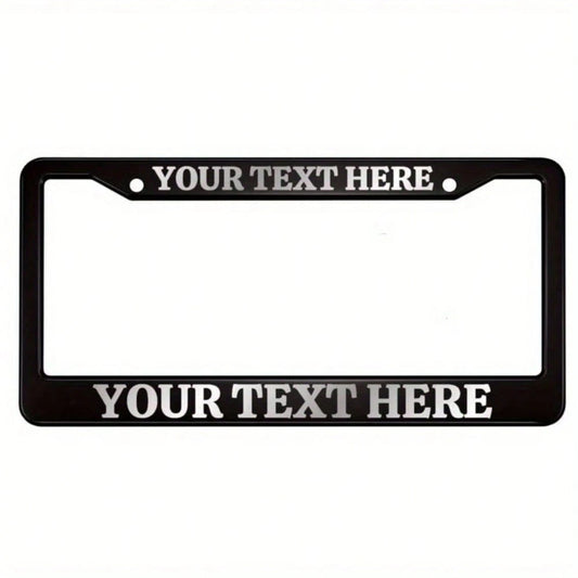 1PC [Black License Plate Frame] Black License Plate Frame With Letters