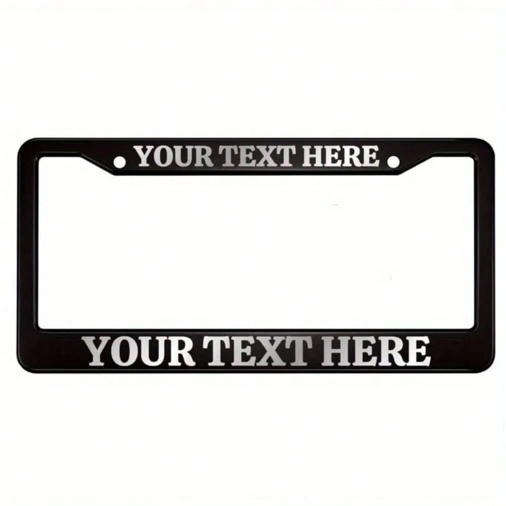 1PC [Black License Plate Frame] Black License Plate Frame With Letters