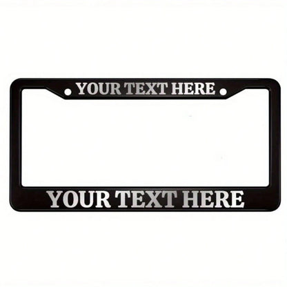 1PC [Black License Plate Frame] Black License Plate Frame With Letters