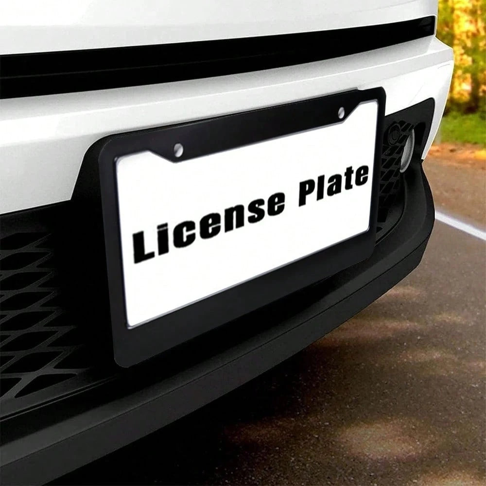 1PC [Black License Plate Frame] Black License Plate Frame With Letters