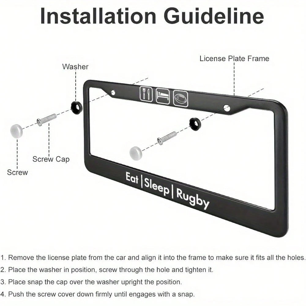 1PC [Black License Plate Frame] Black License Plate Frame With Letters