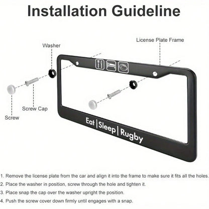 1PC [Black License Plate Frame] Black License Plate Frame With Letters