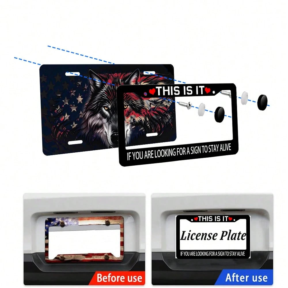 1PC,Black License Plate Frame, THIS IS IT Sentence License Plate Frame, Colored License Plate, Car License Plate Cover, License Plate Holder, Interesting License Plate Frame,Car Parts, Universal Licen
