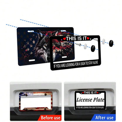 1PC,Black License Plate Frame, THIS IS IT Sentence License Plate Frame, Colored License Plate, Car License Plate Cover, License Plate Holder, Interesting License Plate Frame,Car Parts, Universal Licen