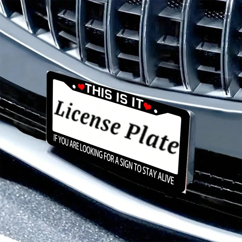1PC,Black License Plate Frame, THIS IS IT Sentence License Plate Frame, Colored License Plate, Car License Plate Cover, License Plate Holder, Interesting License Plate Frame,Car Parts, Universal Licen