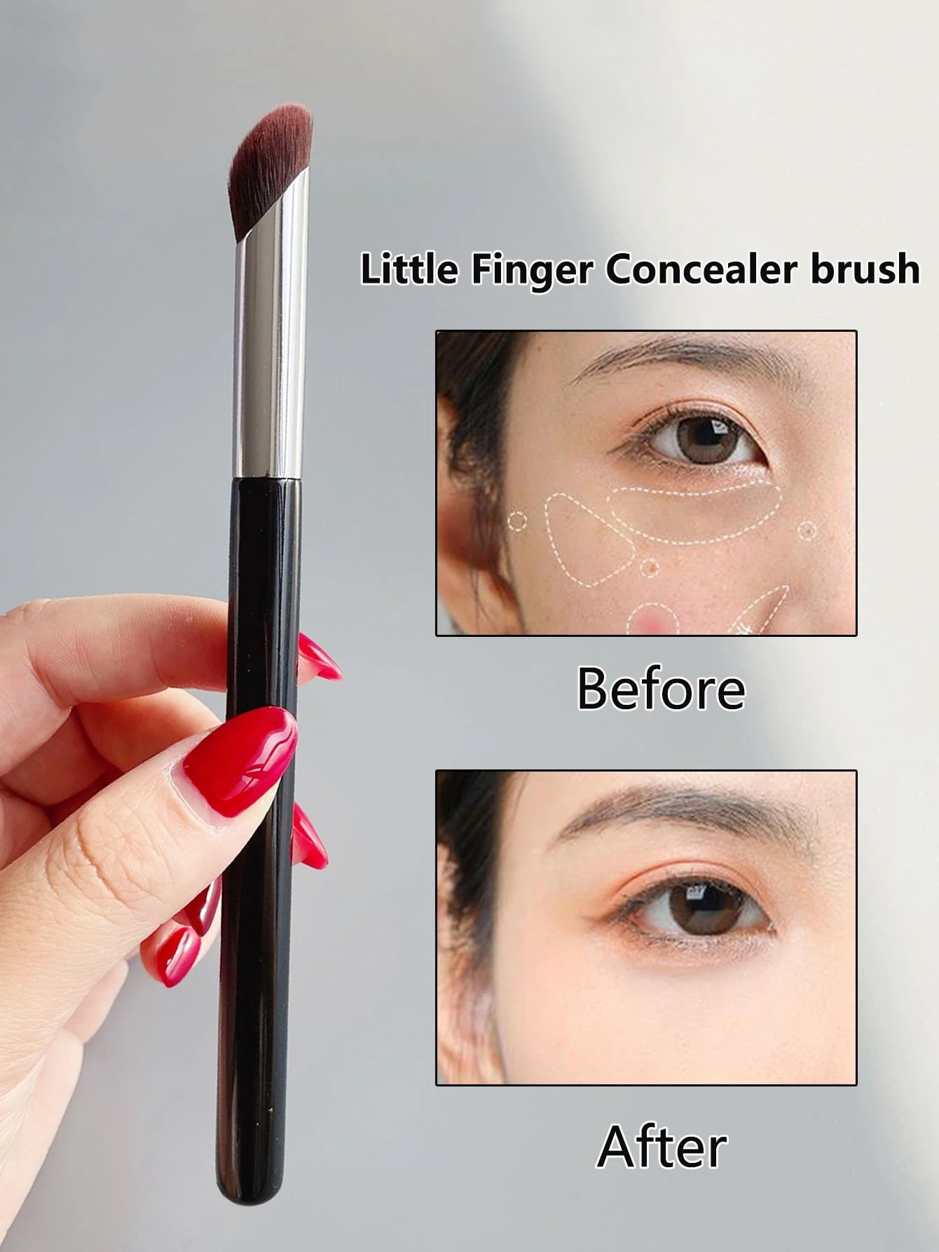 1pc Black Round Headed Concealer Brush, No Brush Marks, Covers Pimples, Acne Scars, Dark Circles,Foundation Brush,Concealer Brush,Blush Brush,Contour Brush,Blush Brush,Bronzer Brush,Powder Brush,Found