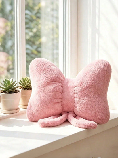 1pc Bowknot Decorative Cute Throw Pillow, Soft Plush Cushion For Bed, Sofa, Home Decor, Suitable For Living Room, Bedroom, Indoor Decoration, Pillow Cover, Wedding, Bedroom Decor, Valentine's Day, Tha