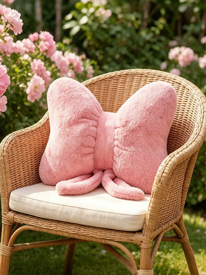 1pc Bowknot Decorative Cute Throw Pillow, Soft Plush Cushion For Bed, Sofa, Home Decor, Suitable For Living Room, Bedroom, Indoor Decoration, Pillow Cover, Wedding, Bedroom Decor, Valentine's Day, Tha