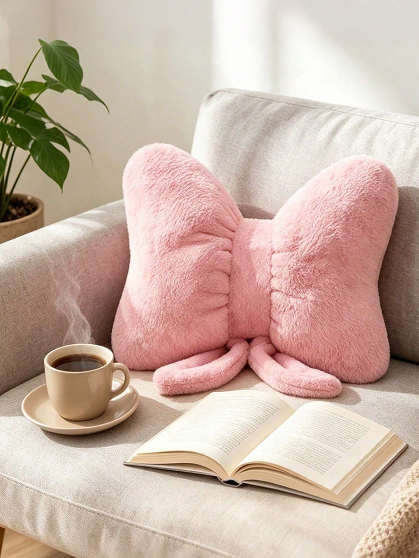 1pc Bowknot Decorative Cute Throw Pillow, Soft Plush Cushion For Bed, Sofa, Home Decor, Suitable For Living Room, Bedroom, Indoor Decoration, Pillow Cover, Wedding, Bedroom Decor, Valentine's Day, Tha