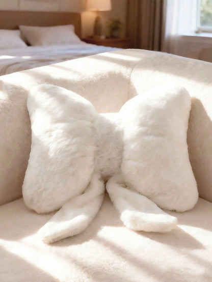 1pc Bowknot Decorative Cute Throw Pillow, Soft Plush Cushion For Bed, Sofa, Home Decor, Suitable For Living Room, Bedroom, Indoor Decoration, Pillow Cover, Wedding, Bedroom Decor, Valentine's Day, Tha