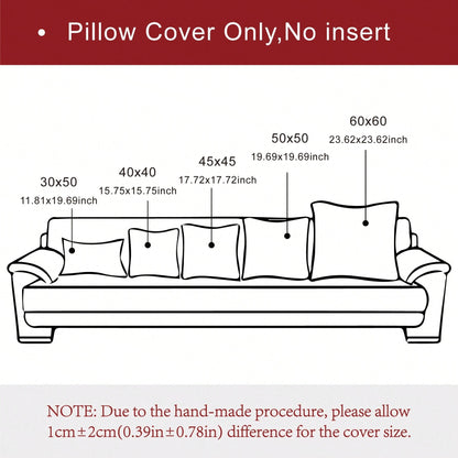 1pc Brick Red Orange Bohemian Stripe Cushion Cover (Pillow Core Not Included) Modern Fashion Soft Corduroy Raised Striped Solid Color Decorative Square Pillowcase, Suitable For Sofa Bedroom Bed, All S