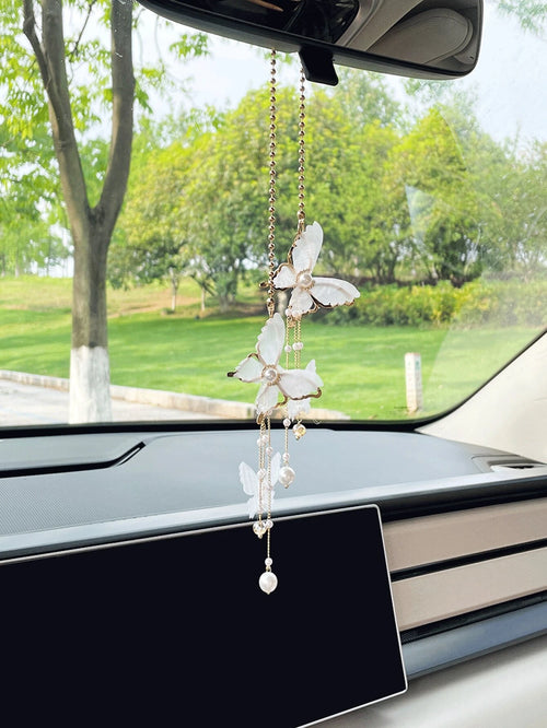 1pc Butterfly Car Pendant Rearview Mirror Decoration For Women