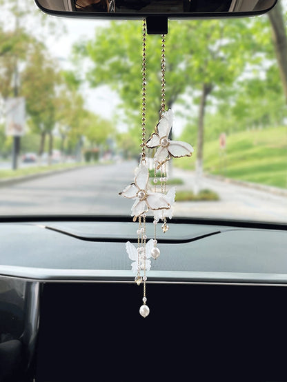1pc Butterfly Car Pendant Rearview Mirror Decoration For Women