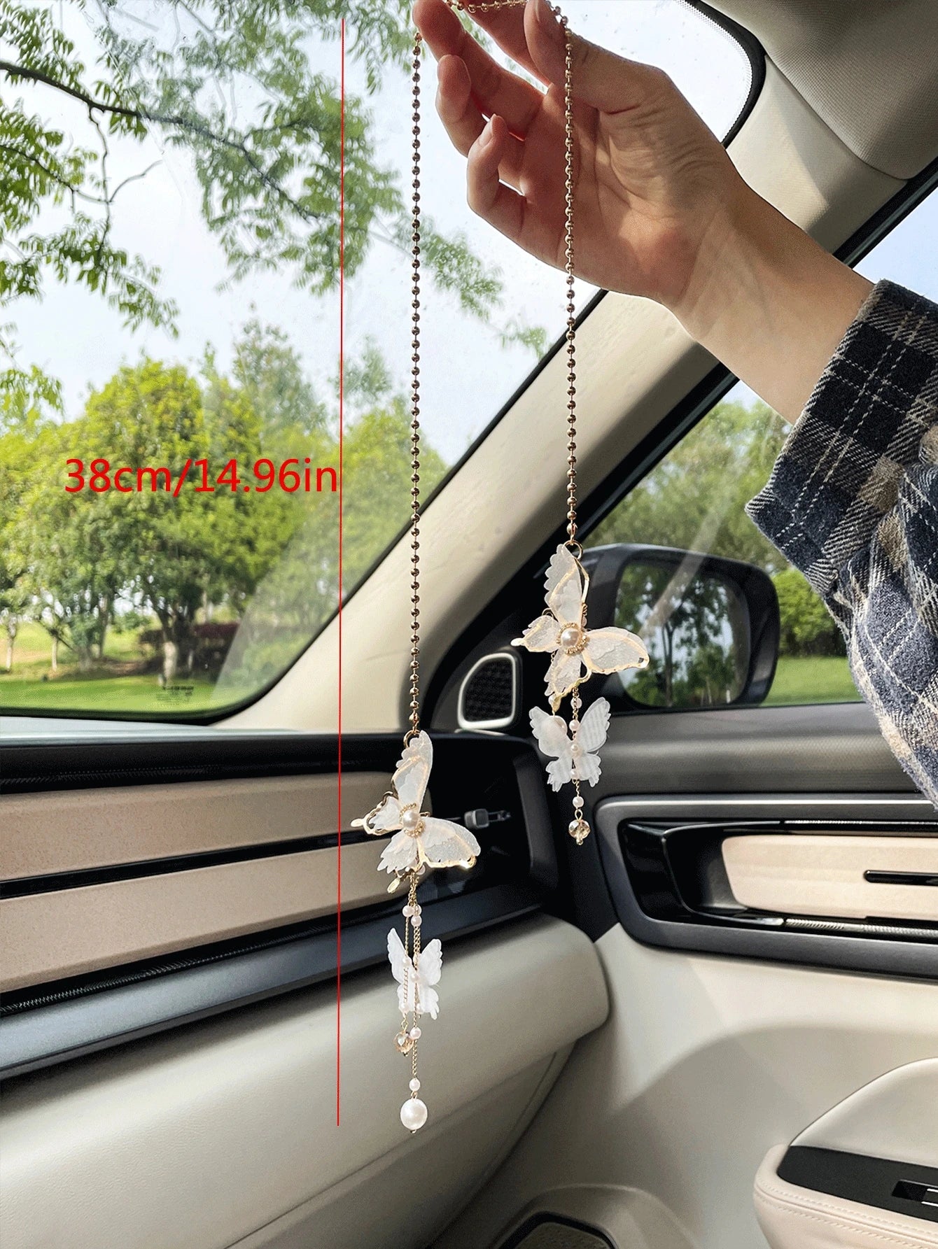1pc Butterfly Car Pendant Rearview Mirror Decoration For Women