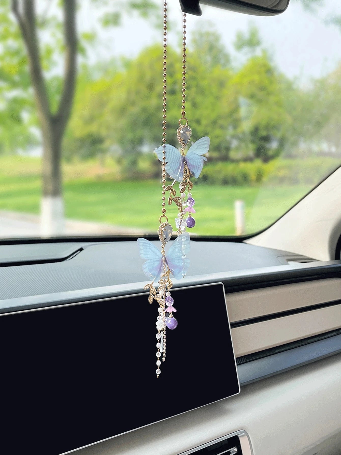 1pc Butterfly Car Pendant Rearview Mirror Decoration For Women