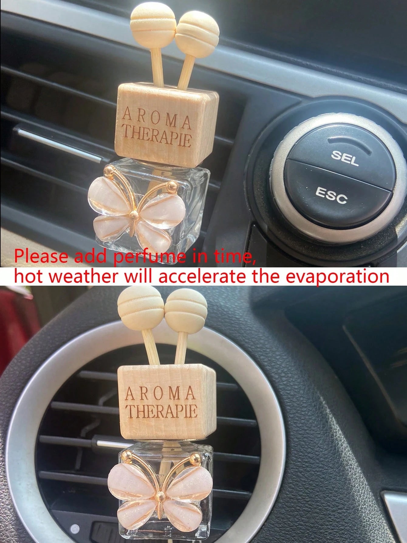 1pc Butterfly Decor Car Air Outlet Perfume Bottle