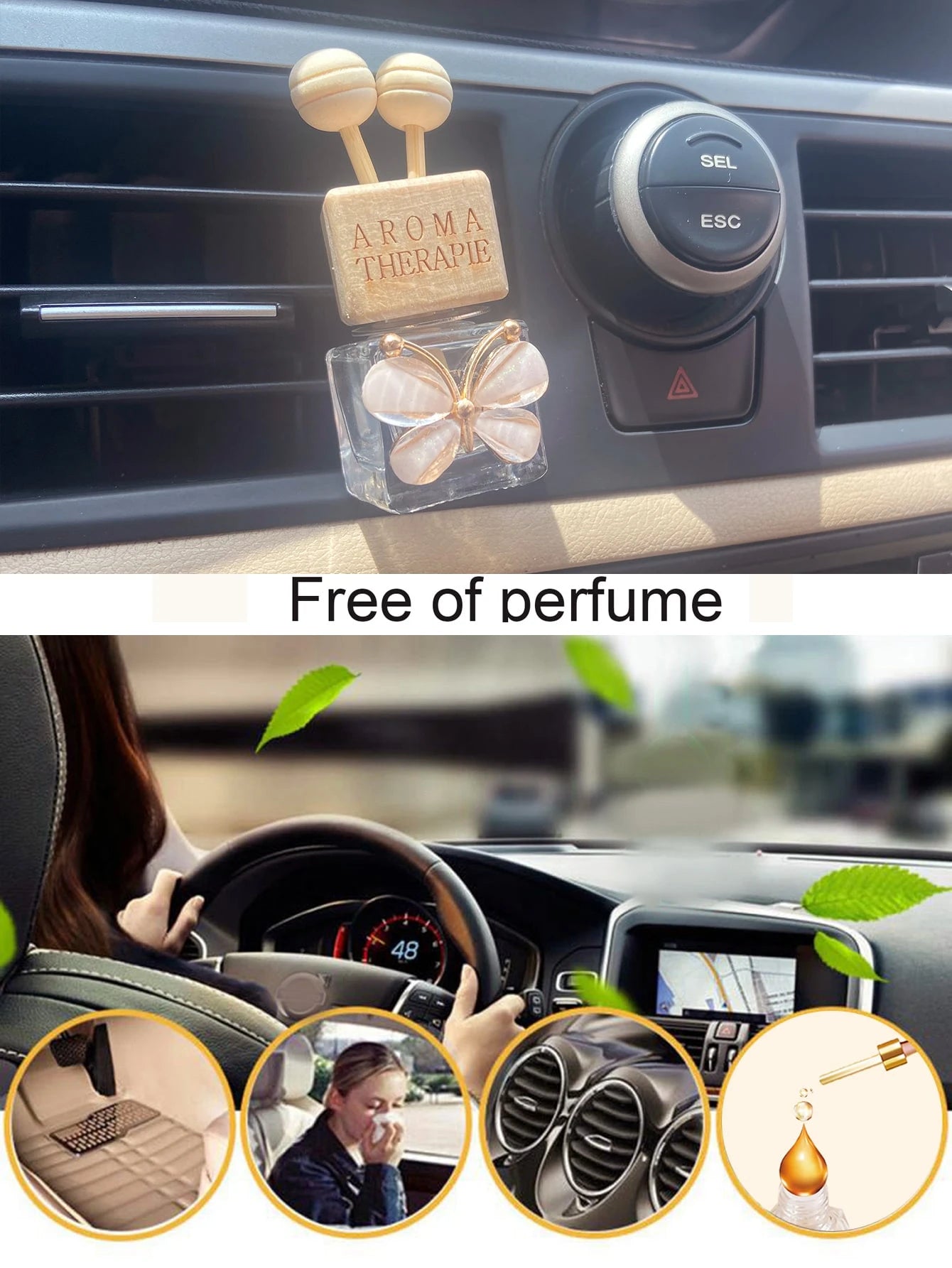 1pc Butterfly Decor Car Air Outlet Perfume Bottle