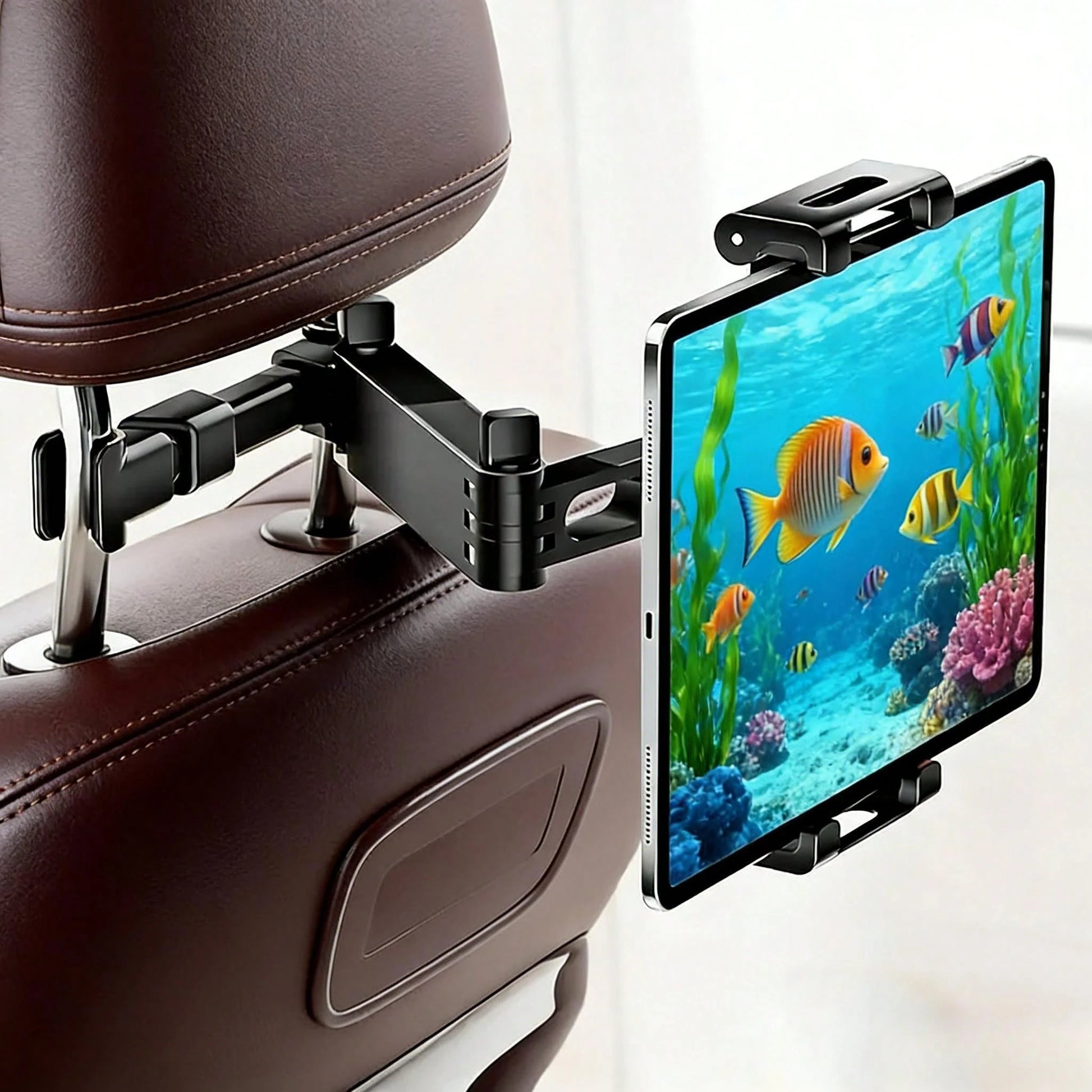 1pc Car Backseat Headrest Hanging Tablet Phone Mount 360° Rotatable Adjustable Holder Universal Fits 4.7-12.9 Inch Devices High Stability Car Travel Automotive Accessories