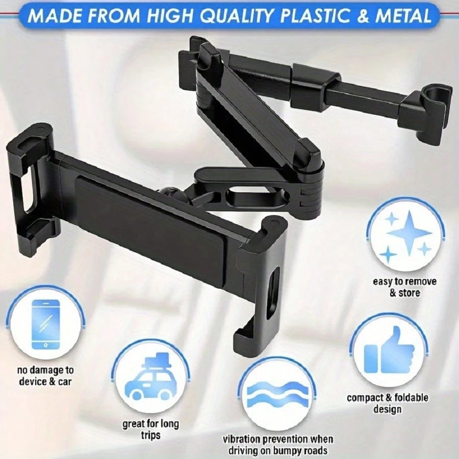 1pc Car Backseat Headrest Hanging Tablet Phone Mount 360° Rotatable Adjustable Holder Universal Fits 4.7-12.9 Inch Devices High Stability Car Travel Automotive Accessories